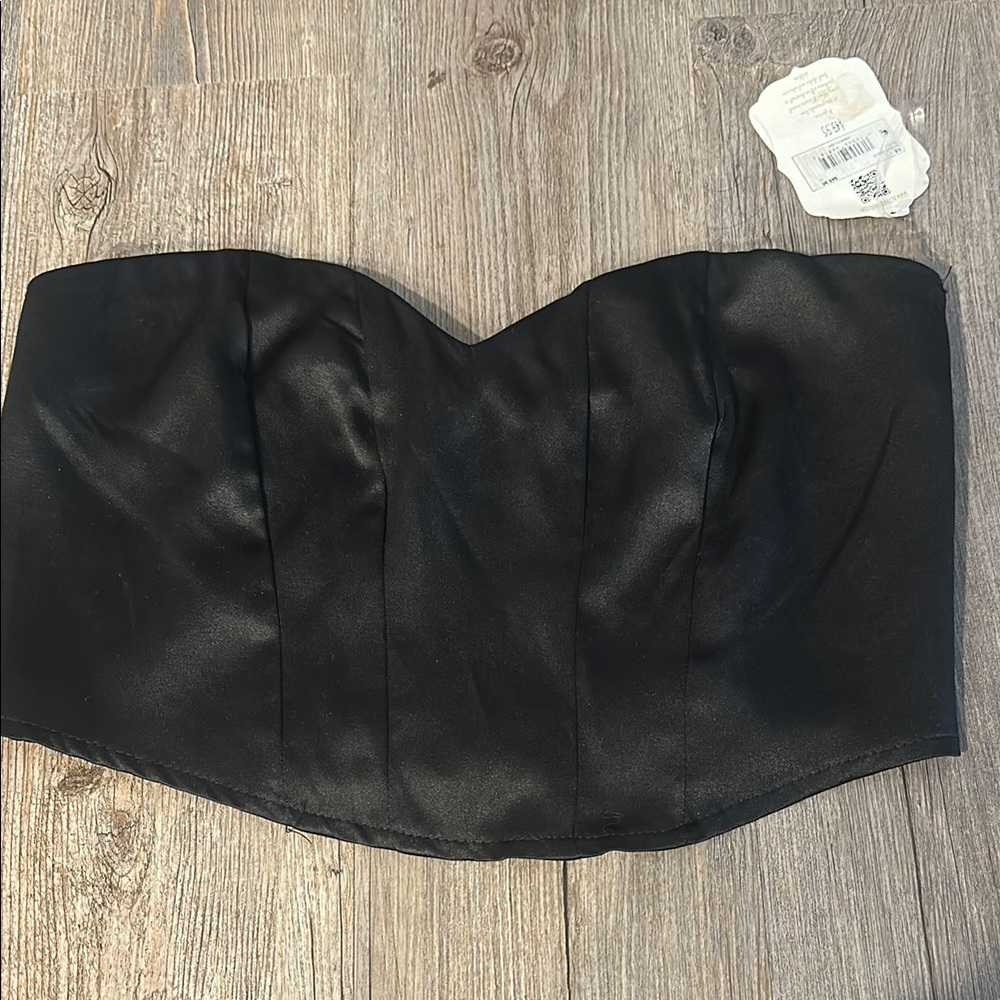 Black Strapless Bustier Top